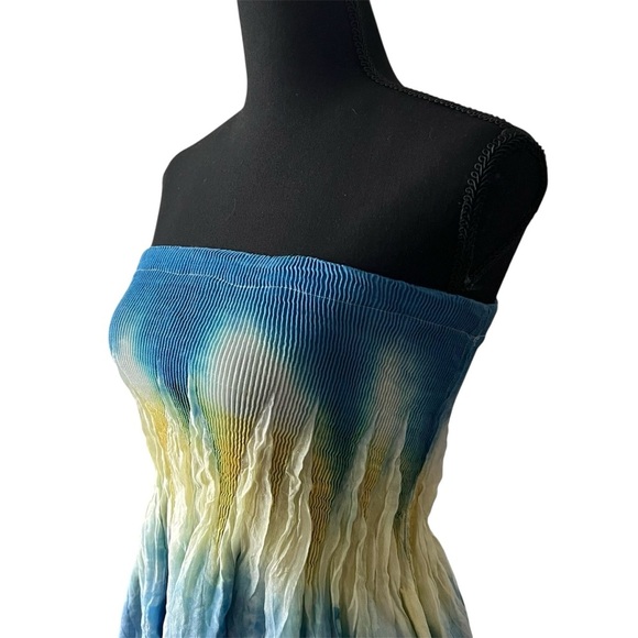 Appraisal One Size Multicolor Smocked Strapless Tie Dye Resort Wear Midi Dress - Picture 3 of 10